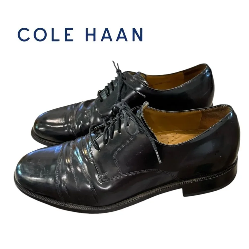 Cole Haan Men’s Black Leather Oxfords Dress Shoes 10.5